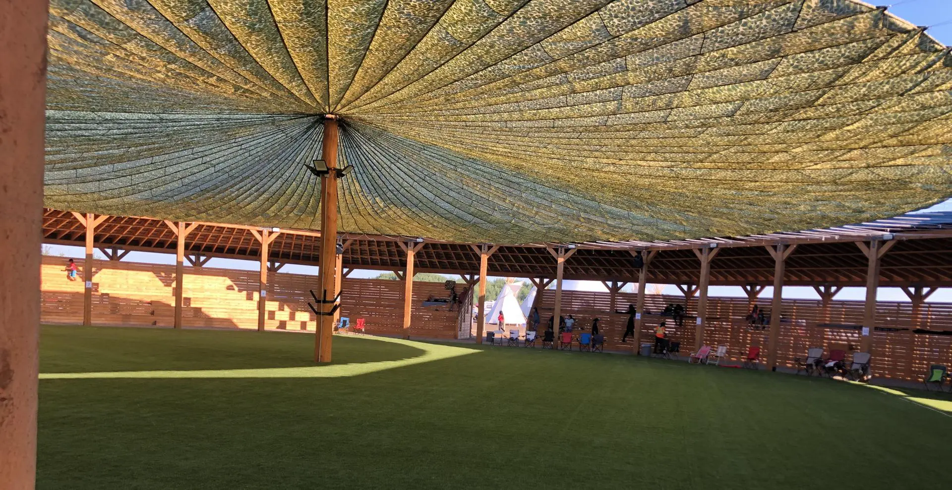 A Shade for a Grass Field of a Picnic Shelter