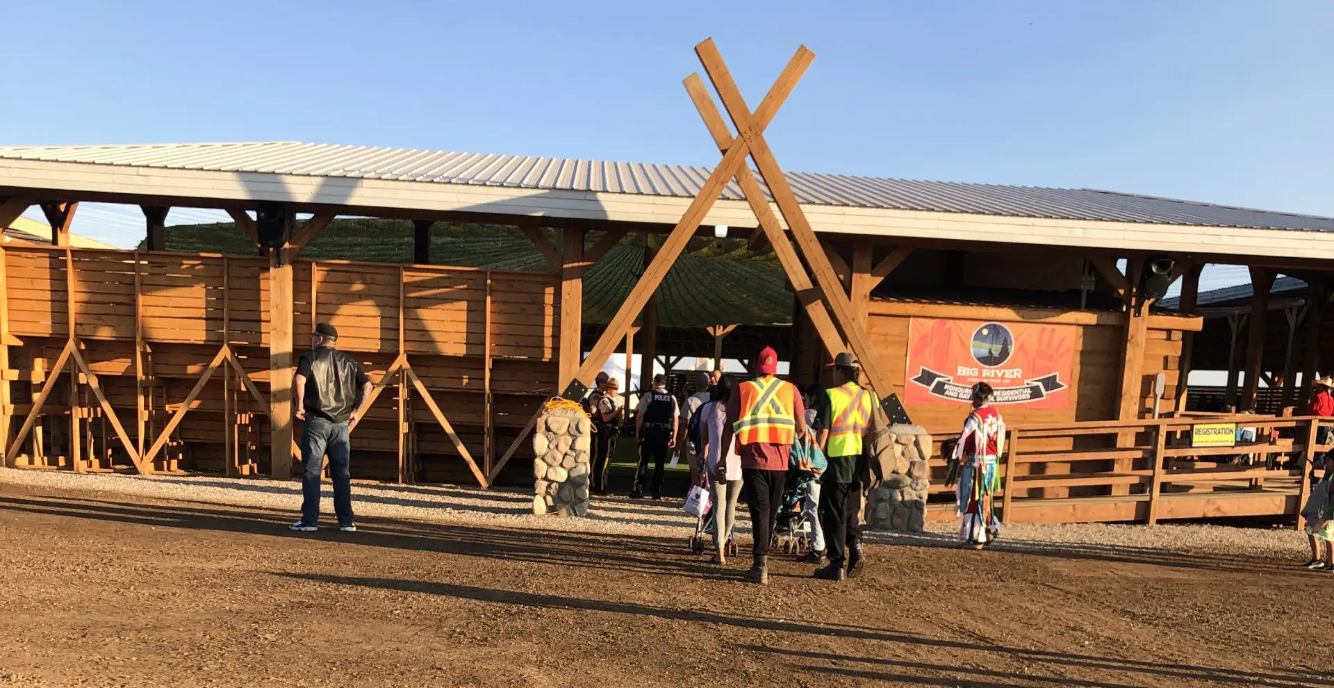 A Picnic Shelter Archway Under Construction